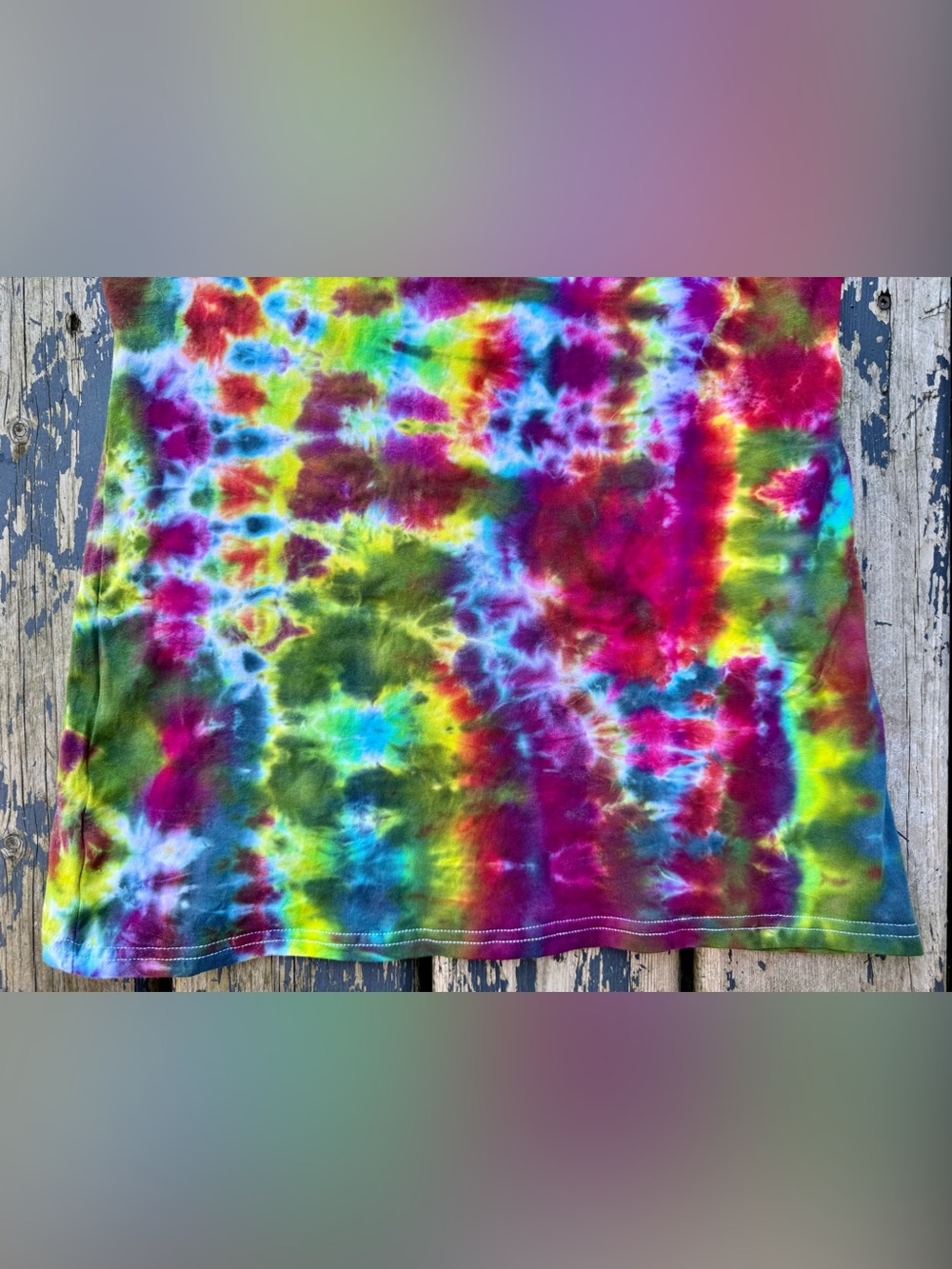 Women's Multicolor Tie-Dye Scoop Neck Tank Top - Picture 4 of 9